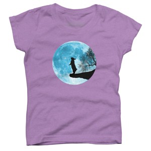 Girl's Design By Humans Moon Bunny By Maryedenoa T-Shirt - 1 of 3
