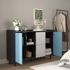 GlasFlength Decorative Storage Cabinets Two Tone Buffet Cabinet with Drawers and Open Shelves for Dining Room, Multicolored, 47.24"*15.74"*31.49" - 3 of 4