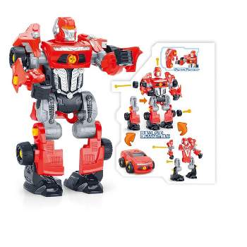 Ready! Set! Play! Link 3-In-1 Take-A-Part Robot Toy Playset, Includes Electric Play Drill (Red)
