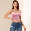 Allegra K Women's Spaghetti Strap Velvet Crop Cami Tank Top - 2 of 4
