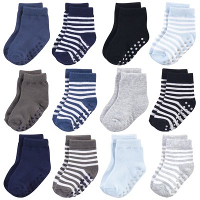 Footprints Pack Of 6 Organic Cotton Striped & Vehicle Printed Anti Skid  Socks - White Blue Green