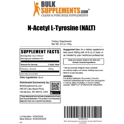 BulkSupplements N-Acetyl L-Tyrosine (NALT) Powder