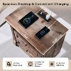 Nightstand with Charging Station & 3 Drawers, Farmhouse 23.6in Wide Nightstands with Roman Column, End Table for Bedroom - 2 of 4