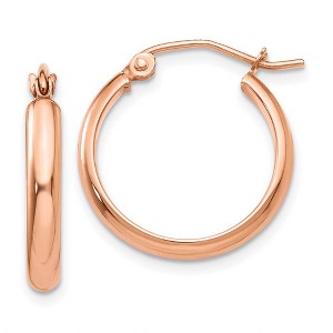 Black Bow Jewelry 2.8mm x 18mm Polished 14k Rose Gold Half Round Tube Hoop Earrings - 1 of 4