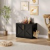 55" Double Cat Litter Box Enclosure, Hidden Cat Furniture Cabinet, TV Stand Side Table, Wood Finish - 2 of 4