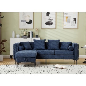 TiramisuBest 3 in 1 Pull Out Couch & L Shaped Sectional Sofa Chenille Convertible Storage Ottoman - 1 of 4