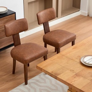 Dining Chairs Set of 2,Modern Fabric Upholstered Kitchen Side Chairs, with Ergonomic Curved Backrest and Scratch-Resistant Legs for Home Office - 1 of 4