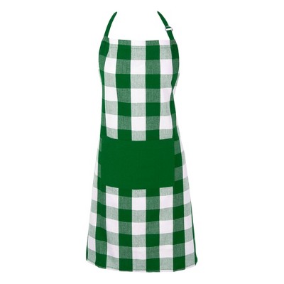 Cotton Shamrock Buffalo Check Chefs Apron Green - Design Imports