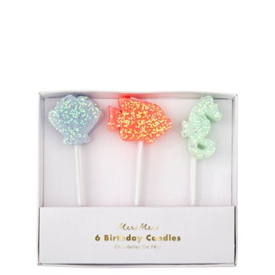 Meri Meri - Sea Creature Glitter Candles - Cake Candles - 6ct