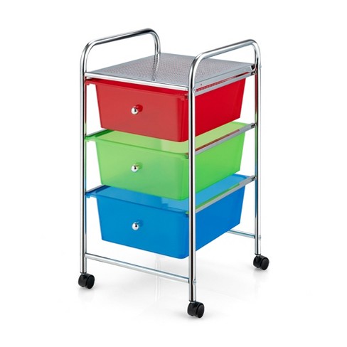 Costway 4-Drawer Cart Storage Bin Organizer Rolling w/Plastic Drawers Clear