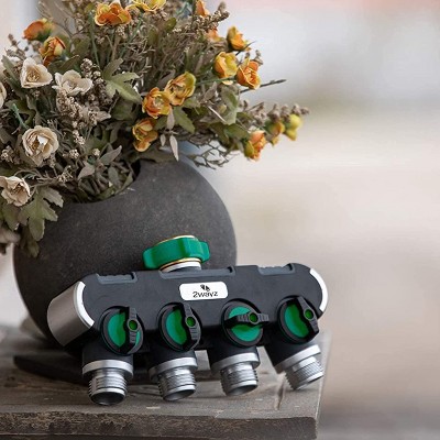 Heavy Duty 4-Way Garden Hose Connector with Rubber Coating