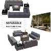 ALAULM 13 Pieces Outdoor Patio Furniture Set with 43" Gas Propane Fire Pit Table PE Wicker Rattan Sectional Sofa - 4 of 4
