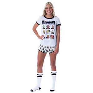 Seven Times Six Super Mario Kart Women's Video Game 3 Piece Loungewear Pajama Set White - 1 of 4