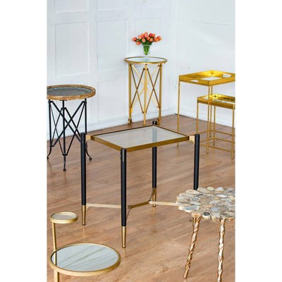 Modern Chic Park View Black & Gold Glass-Top Side Table