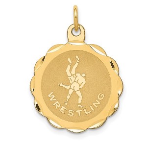 Black Bow Jewelry 14k Yellow Gold Wrestling Disc Pendant, 20mm - 1 of 4