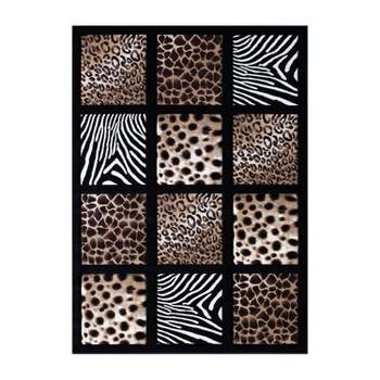 Emma and Oliver Animal Print Olefin accent Rug with Raised Cheetah, Leopard, Zebra and Giraffe Print Squares