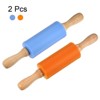 Unique Bargains Silicone Smooth Non-Stick Wooden Handle Kitchen Rolling Pin 2 Pcs - 3 of 4