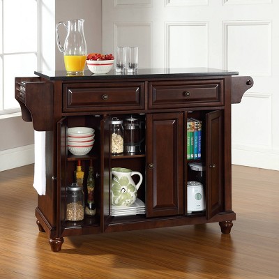 Cambridge Mahogany Kitchen Island with Black Granite Top