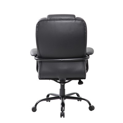Executive Swivel LeatherPlus Chair with Reinforced Lumbar Support, Black