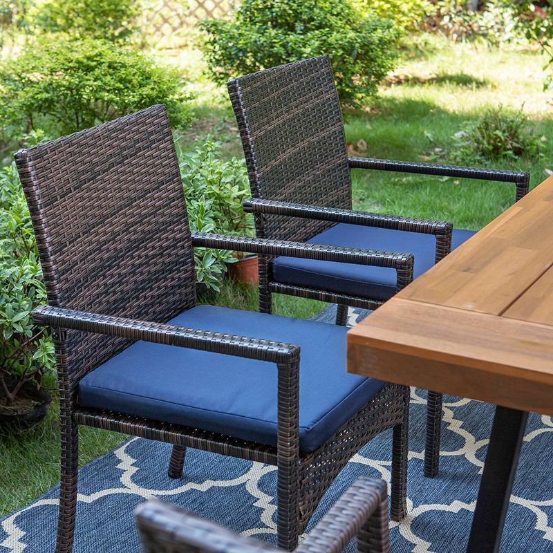 6pc Patio Dining Set with Acacia Wood Table &#38; Bench and 4 PE Rattan Chairs - Captiva Designs, 5 of 14