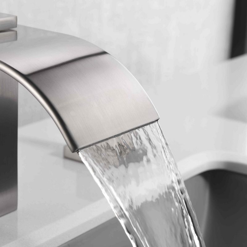 Sumerain Waterfall Widespread Bathroom Sink Faucet Brushed Nickel, 3 Hole 8 Inch Vanity Faucet, 6 of 10