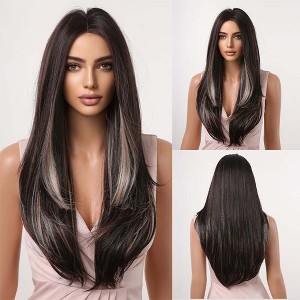 Jessie's Wig 24 Inch Straight Wig Layer Cut Synthetic Wig Blonde Brown Mixed Black Color 1Pc/Pack - 1 of 4