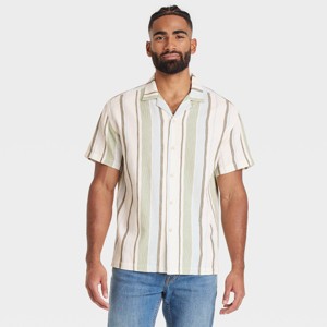 Men's Short Sleeve Slub Camp Button-Down Shirt - Goodfellow & Co™ - 1 of 3