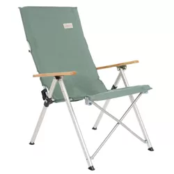 Coleman Living Collection Polyester Sling Chair for Patio and Garden with Polyester Grip, Aluminum Frame, and Natural Wood Armrests, Green