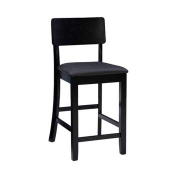 Torino Faux Leather Contemporary 24" Padded Seat Counter Height Barstool Hardwood/Black - Linon