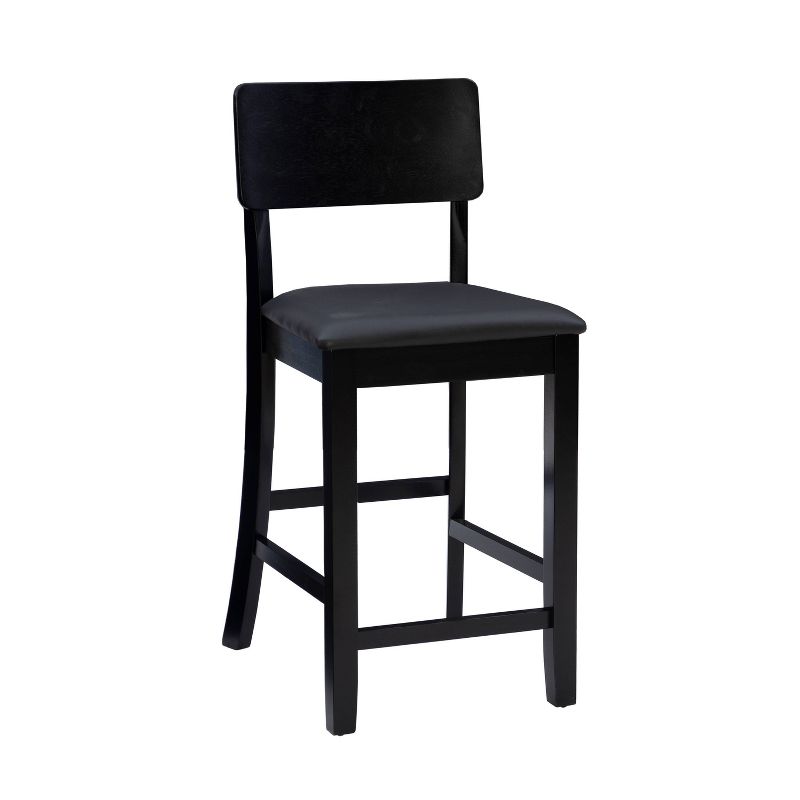 Torino Faux Leather Contemporary 24&#34; Padded Seat Counter Height Barstool Hardwood/Black - Linon, 1 of 14