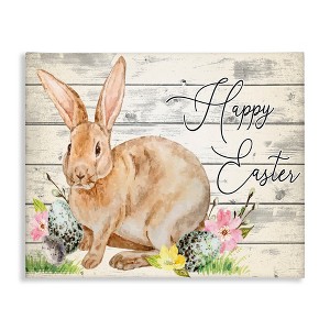 Stupell Industries Spring Floral Happy Easter Bunny, 40" x 30" - 1 of 4