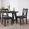 2pk Fairgreens Farmhouse Upholstered Wood Dining Chairs Black - Christopher Knight Home: Rustic Style, Rubberwood - image 2 of 4