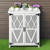 Outdoor Potting Bench with Metal Tabletop - Weatherproof Garden Storage Cabinet with Adjustable Shelf for Patio, Deck & Lawn - 2 of 4