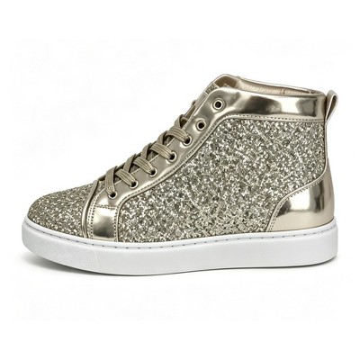 Bangka Men's High Top Sneakers Fashion Glitter Blink Lace Up Dress Shoes, gold-9.5 — фото 3