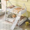 TIRAMISUBEST Twin over Queen House Bunk Bed with Climbing Nets and Climbing Ramp, Solid Wood Bunk Bedframe with Ladder and Roof Frame - 3 of 4