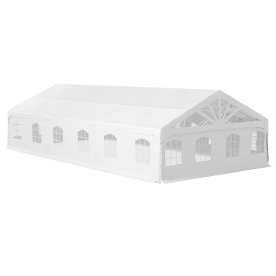 Outsunny 19.5' x 39' Party Tent, Heavy Duty Sun Shade Canopy Tent with 2 Doors and 20 Windows, White