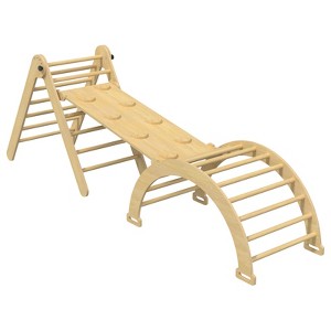 Huxxion 3 in 1 Pikler Triangle Set, Wooden Jungle Gym, Climbing Toys for Toddlers 1-3 Inside - 1 of 4