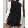 Women's Sleeveless Denim Vest Round Neck Button Down Jean Jacket - 4 of 4
