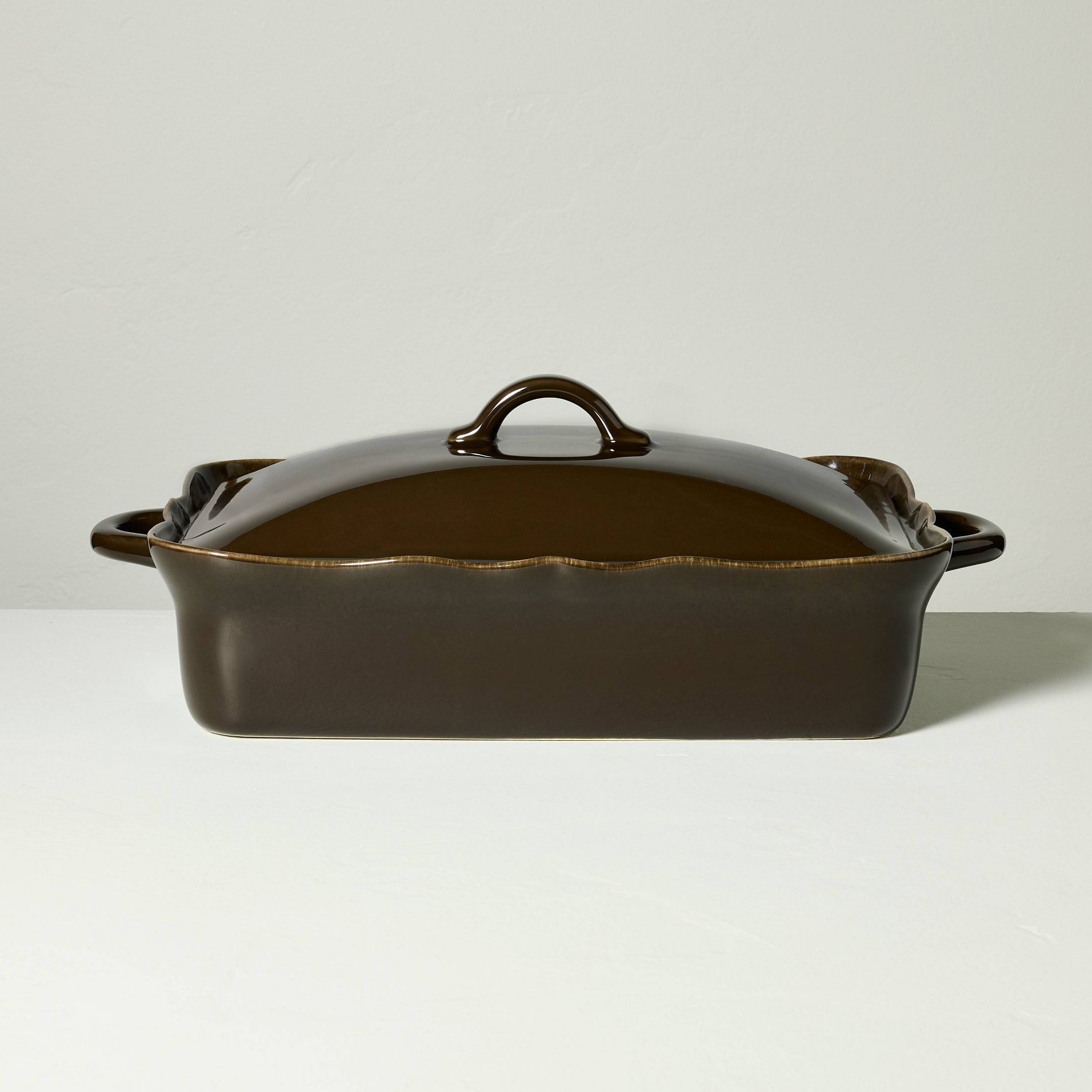 Ceramic Wavy Edge Baking Dish Brown - Hearth & Hand™ with Magnolia