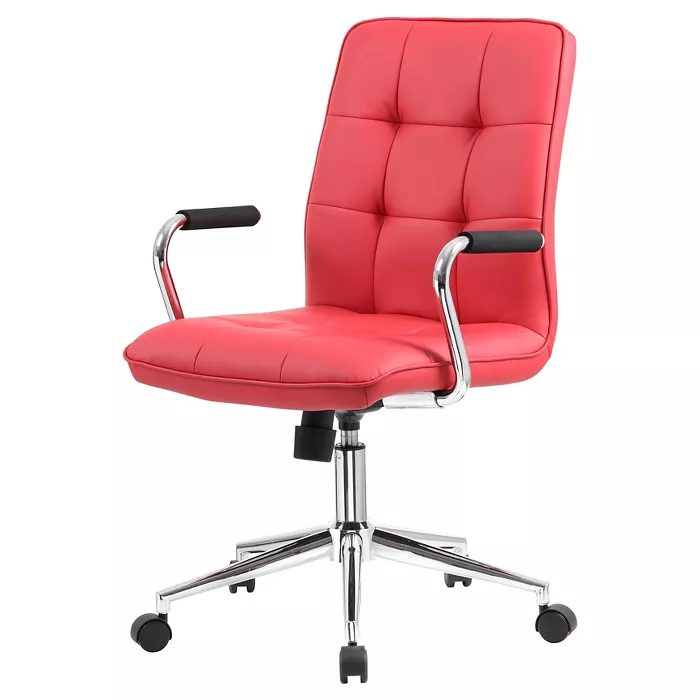 Modern Office Chair With Chrome Arms Red