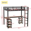 KWPZQEB Metal Loft Bed with Desk&Storage Shelves, High Loft Bed Frame with Ladder&Guardrails, No Box Spring Required, Easy Assembly - 3 of 4
