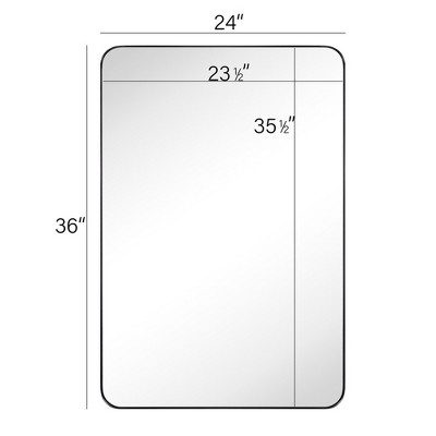 Large Rectangular Black Metal Framed Bathroom Vanity Mirror
