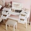 Makeup Vanity Desk with Flip Top Mirror and Lights, 47" 3 in 1 Vanity Table with 5 Drawers - 4 of 4