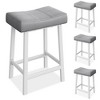 Coucheta Grey Counter Height Bar Stools Set of 4, 24 Inch Saddle Barstool with Curved Surface, Leather Kitchen Island Chair for Dining Room Home Bar - 2 of 4