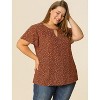 Agnes Orinda Plus Size Womens Tops Keyhole Flutter Short Sleeve Chiffon Floral Pattern - 4 of 4