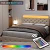 Full Size Bed Frame with Charging Station and LED Lights, Upholstered Bed Frame with Adjustable Headboard - 4 of 4