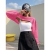 Womens Extra Cropped Pullover Sweater Waffle Knit Sweater Crew Neck Sweater Knit Crochet See Through Knit Top Cover Ups - 4 of 4
