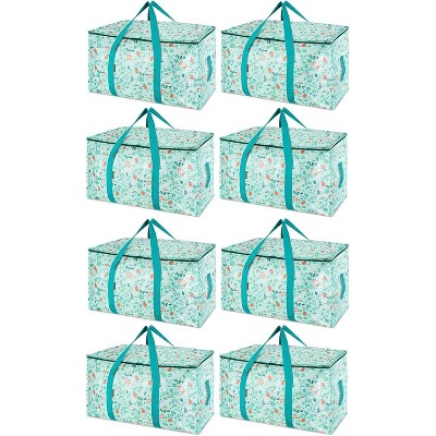 8-Pack Oversized Moving Bags with Reinforced Handles, Heavy-Duty Storage Tote for Clothes, Moving Supplies (Light Green)