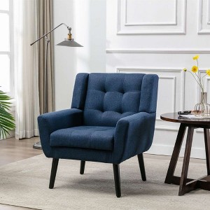 CAVINAS Linen/Velvet/Teddy/Leather Upholstered Accent Chair with Black Legs,Modern Upholstered Armchair with Wood Frame for Living Room - 1 of 4