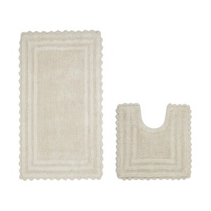 Lilly Crochet Collection 100% Cotton Tufted Reversible 2-Piece Bath Rug Set – Super Absorbent, Machine Washable Bathroom Mats with Crochet Pattern - 1 of 4